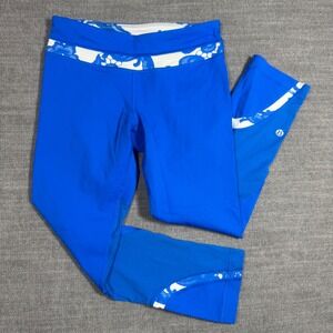 Lululemon Run‎ Inspire Crop II Size 4 Beaming Blue Polar Lace Pant Leggings